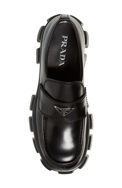 prada spazzolato lug-sole loafers|Black Monolith Brushed Leather Loafers .